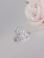 2Ct Halo Oval Shaped Vintage inspired Moissanite Diamond Engagement Ring - JBR Jeweler