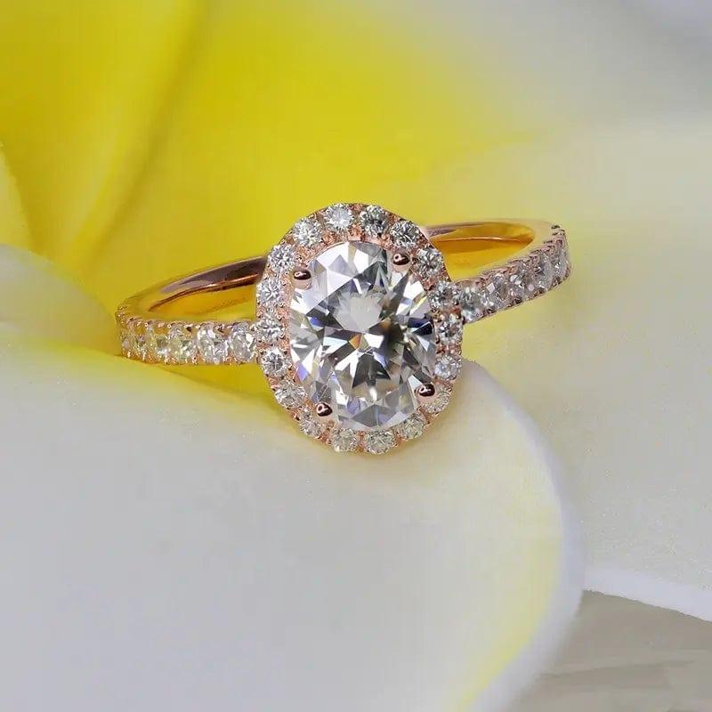 2CT Oval Cut Halo Moissanite Engagement Ring For Women - JBR Jeweler