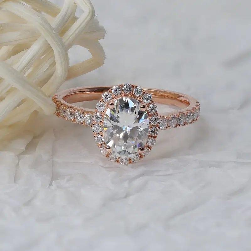 2CT Oval Cut Halo Moissanite Engagement Ring For Women - JBR Jeweler