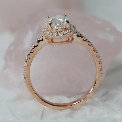 2CT Oval Cut Halo Moissanite Engagement Ring For Women - JBR Jeweler