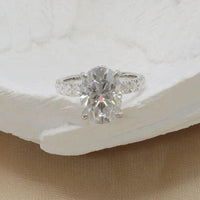 2Ct Oval Cut Lab Grown-CVD Solitaire Under Halo Engagement Ring - JBR Jeweler