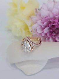 2Ct Pear Shaped Split Shank Moissanite Diamond Engagement Ring - JBR Jeweler