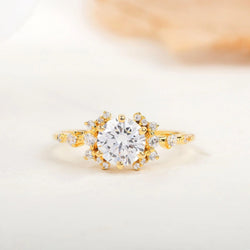 2CT Round Cut Lab-Grown Diamond Unique Halo Engagement Ring - JBR Jeweler