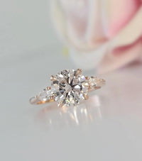 2CT Round Cut Three Stone Moissanite Engagement Promise Ring - JBR Jeweler