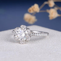 2CT Round Cut Unique Flower Love Promise Moissanite Engagement Ring - JBR Jeweler