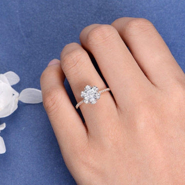 2CT Round Cut Unique Flower Love Promise Moissanite Engagement Ring - JBR Jeweler