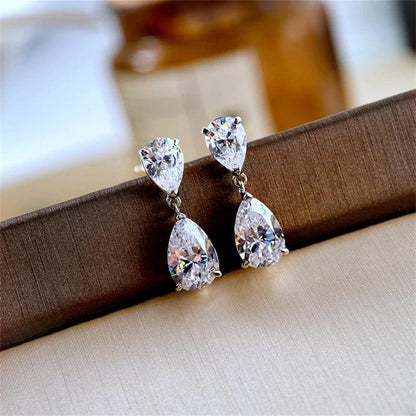 3.00 TCW Pear Cut Moissanite Drop Earring - JBR Jeweler