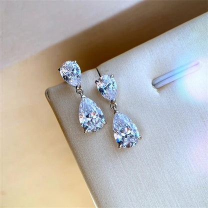 3.00 TCW Pear Cut Moissanite Drop Earring - JBR Jeweler