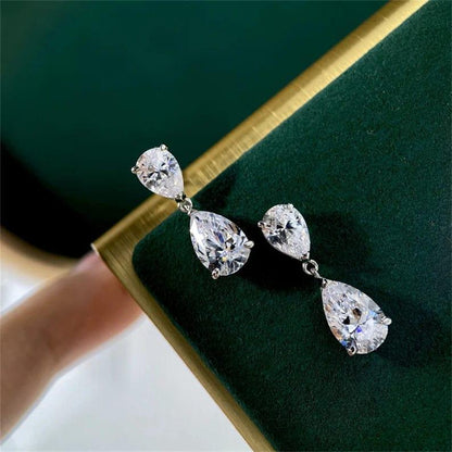 3.00 TCW Pear Cut Moissanite Drop Earring - JBR Jeweler