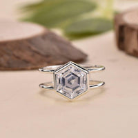 3.00ct Hexagoan Cut Bezel Set Moissanite Solitaire Engagement Ring - JBR Jeweler