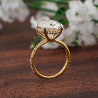 3.00CT Oval Shaped Solitaire Diamond Under Halo Moissanite Engagement Ring - JBR Jeweler