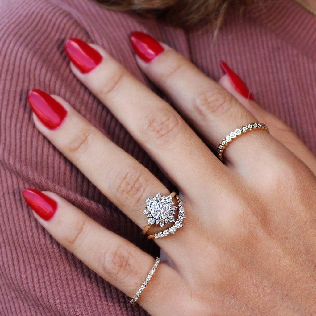 3.0CT Delicate Round cut Halo diamond Snowflake Engagement Ring - JBR Jeweler