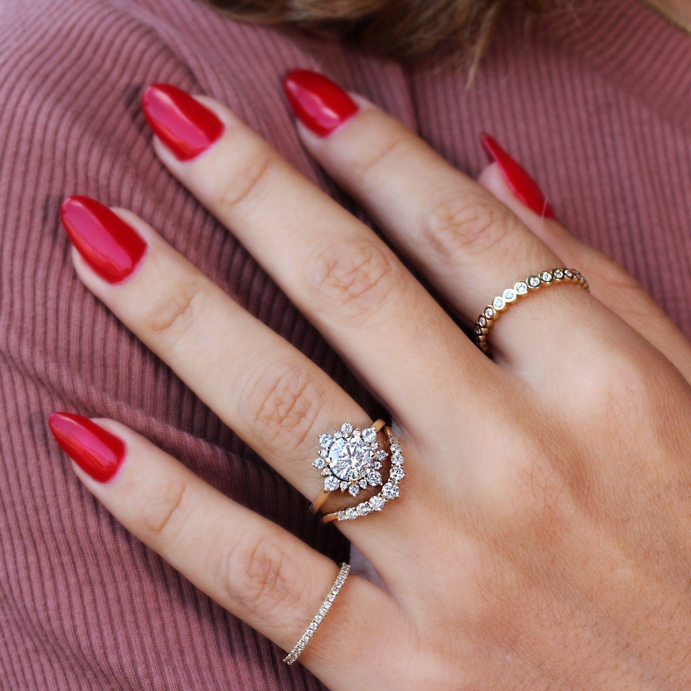 3.0CT Delicate Round cut Halo diamond Snowflake Engagement Ring - JBR Jeweler