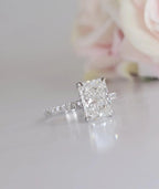 3.30CT Radiant Cut under Halo White Gold Moissanite Engagement Ring - JBR Jeweler