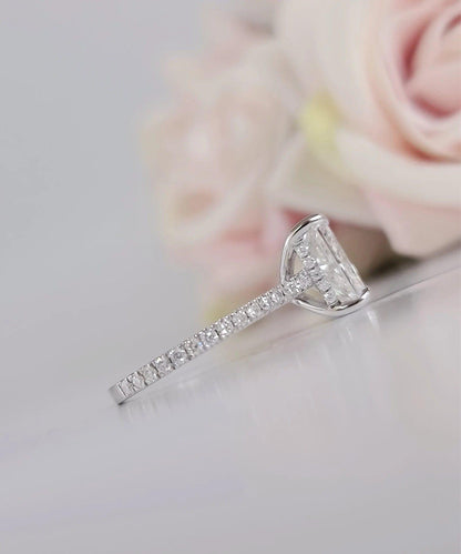 3.30CT Radiant Cut under Halo White Gold Moissanite Engagement Ring - JBR Jeweler