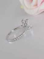 3.30CT Radiant Cut under Halo White Gold Moissanite Engagement Ring - JBR Jeweler