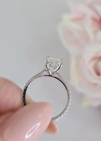 3.30CT Radiant Cut under Halo White Gold Moissanite Engagement Ring - JBR Jeweler