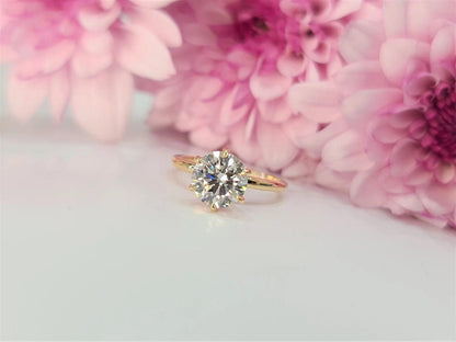 3 Carat Solitaire Round Moissanite Diamond Engagement Ring - JBR Jeweler