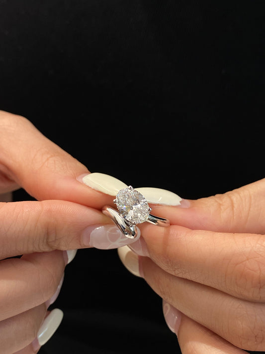 Shine bright with a 3.25 CT lab-grown oval diamond ring