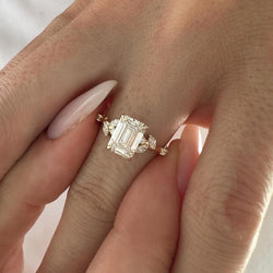 Bague de fiançailles avec accent marquise et diamant cultivé en laboratoire Asscher de 1,00 ct