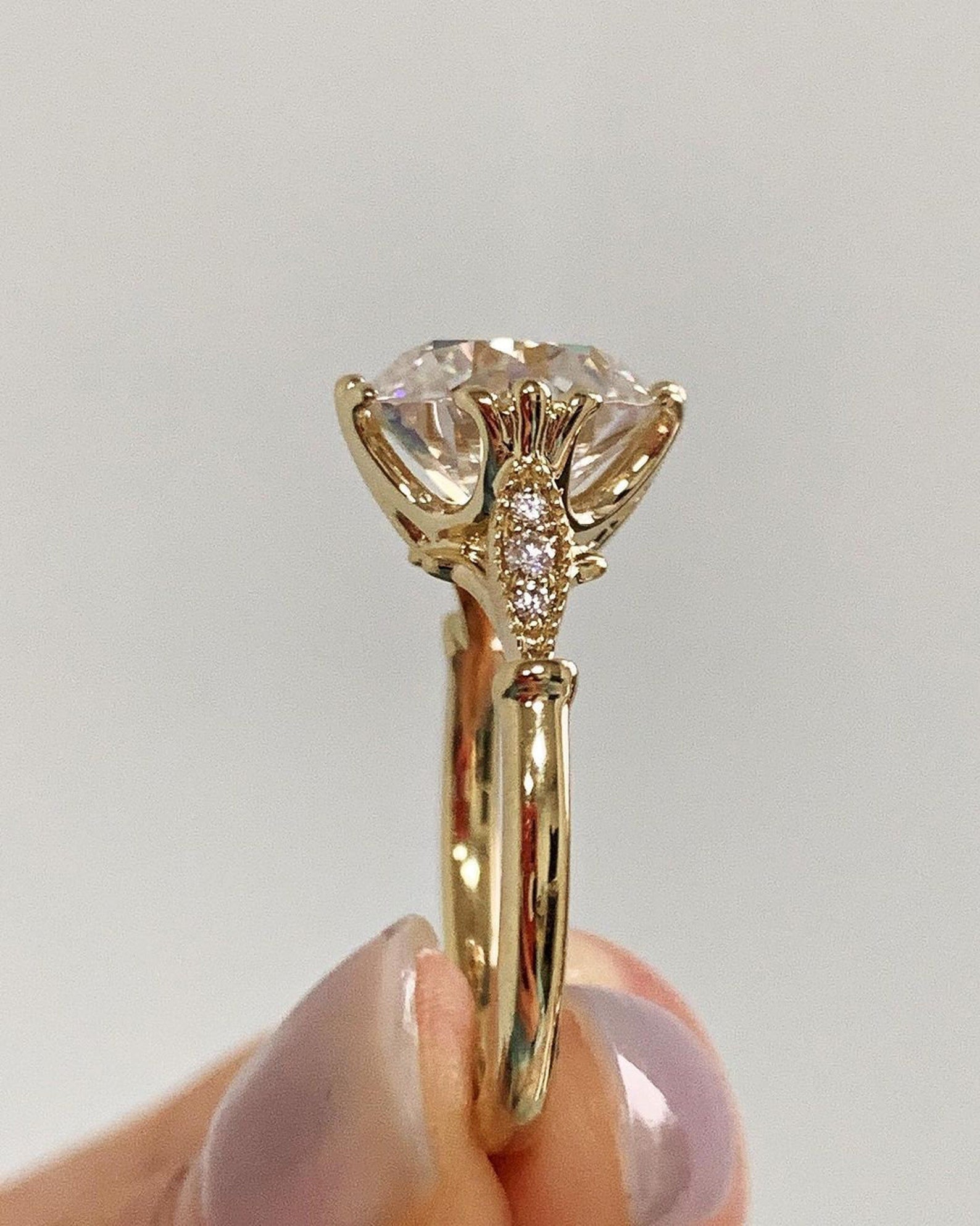 3.70 CT Art Deco Lab-Grown Diamond Ring Set for Brides