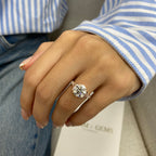 3.99 Ct Lab Grown Round Cut Accented Solid 14k Gold Split Shank Diamond Engagement Ring - JBR Jeweler