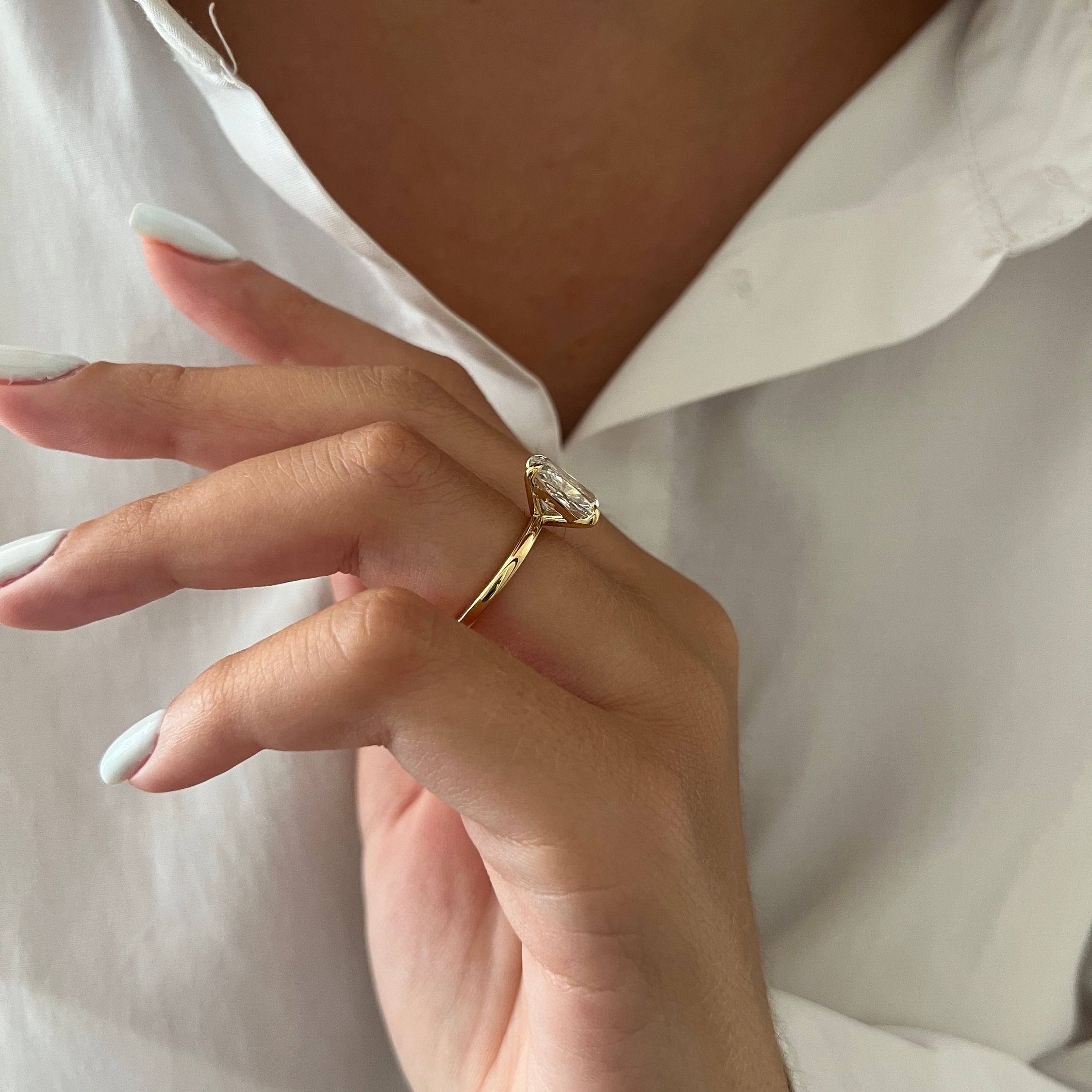 3 CT Cushion Cut Elongated Lab Grown Diamond  Engagement Ring - JBR Jeweler