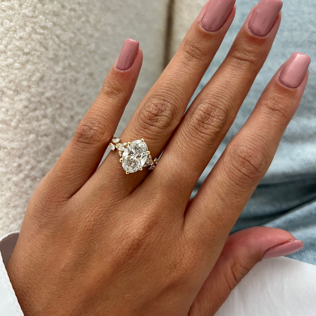 3 CT Oval Lab Grown Branch and Twig Diamond Nature Inspired Engagement Ring - JBR Jeweler