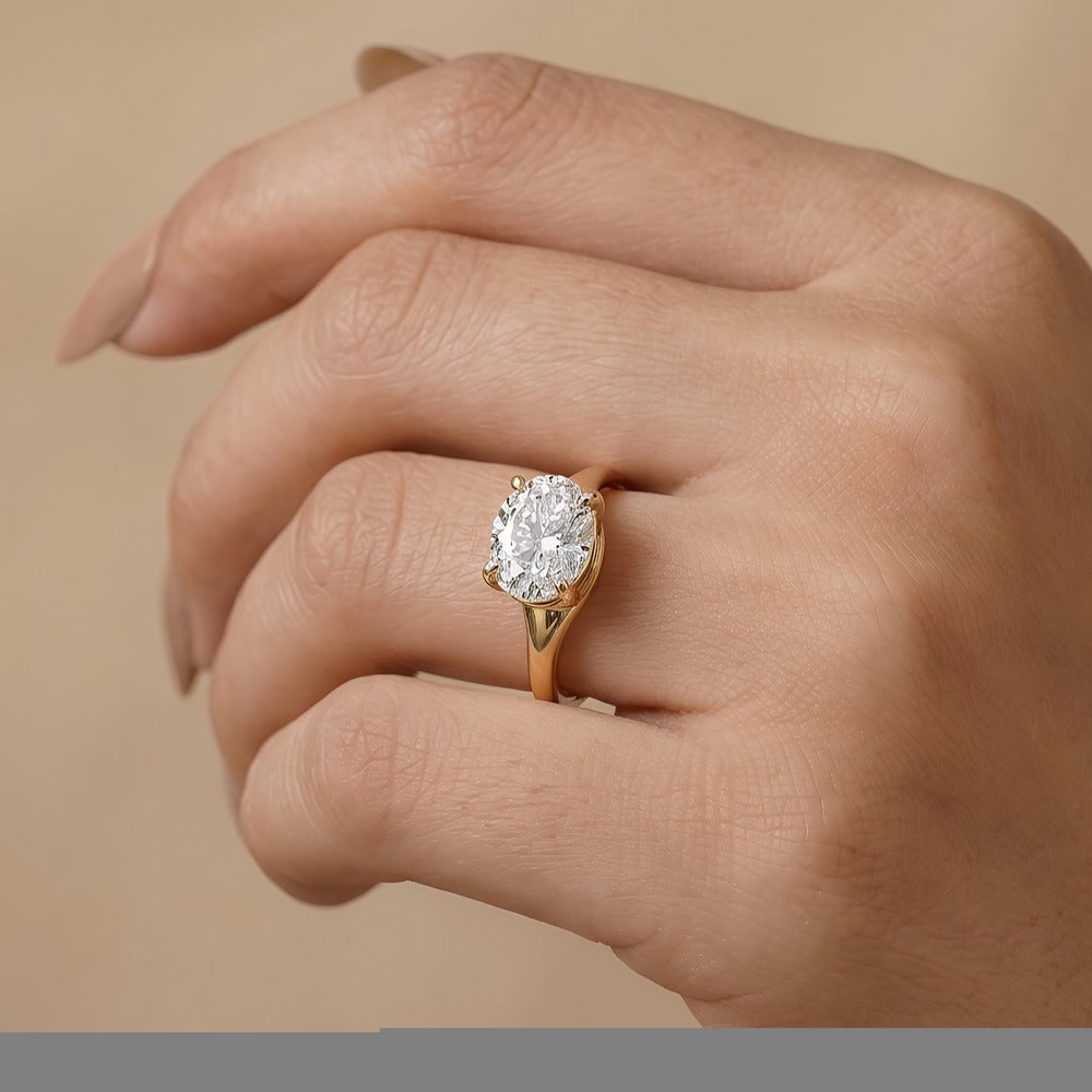 Curved design oval moissanite proposal ring for her