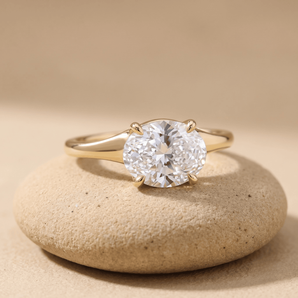 3 CT oval moissanite proposal ring front view