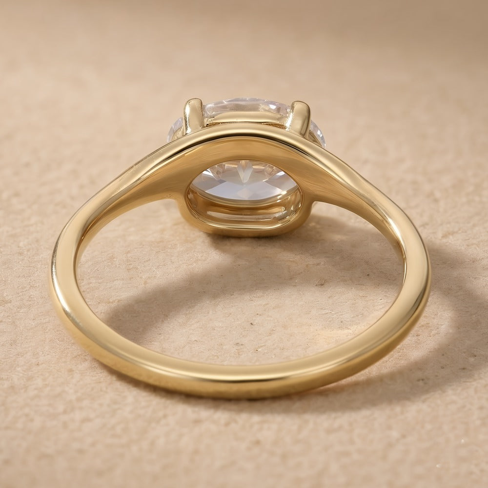 Conflict-free oval moissanite ring top view