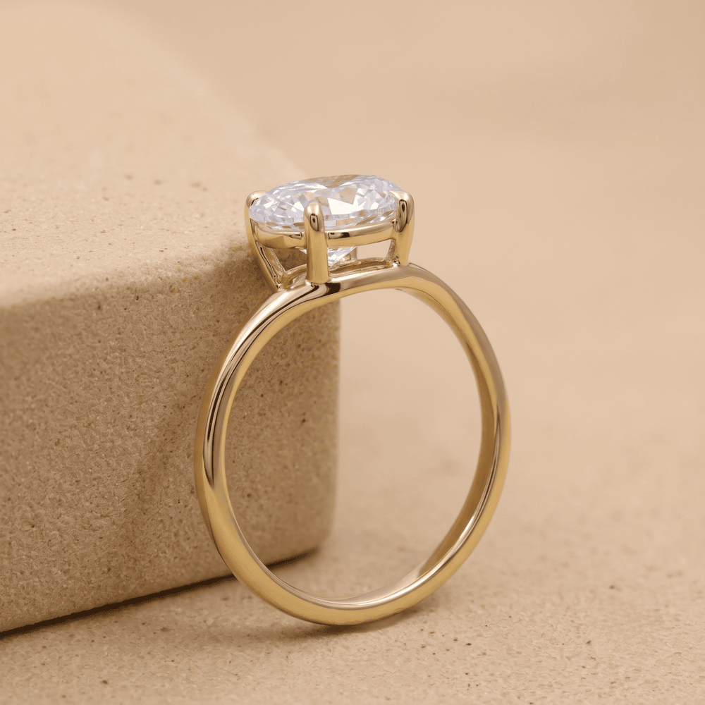 Curved design oval moissanite proposal ring for her