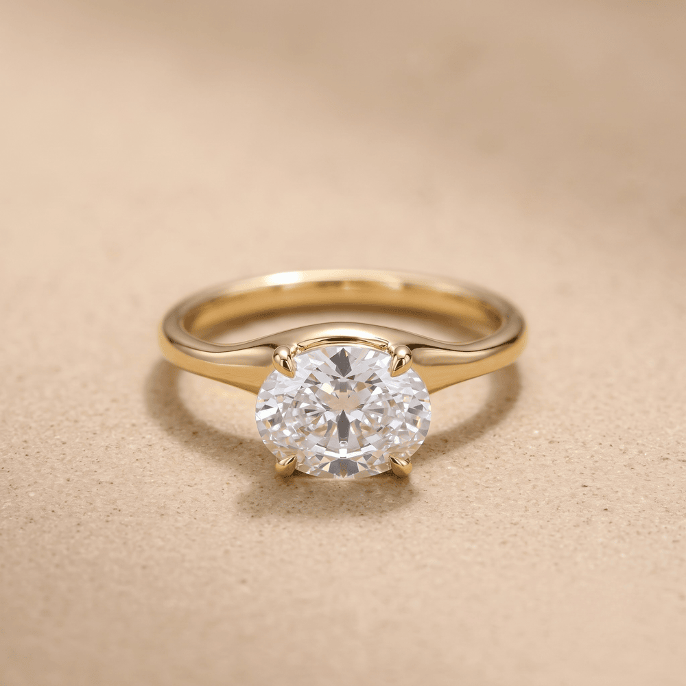 3 CT oval moissanite ring in curved band design