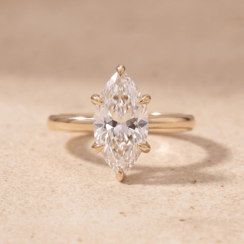 3 carat marquise solitaire lab grown diamond ring front view