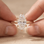 Marquise solitaire diamond ring on model hand