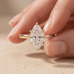 Marquise solitaire diamond ring on model hand