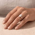 Marquise solitaire diamond ring on model hand