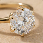 Six prong round brilliant diamond ring side profile