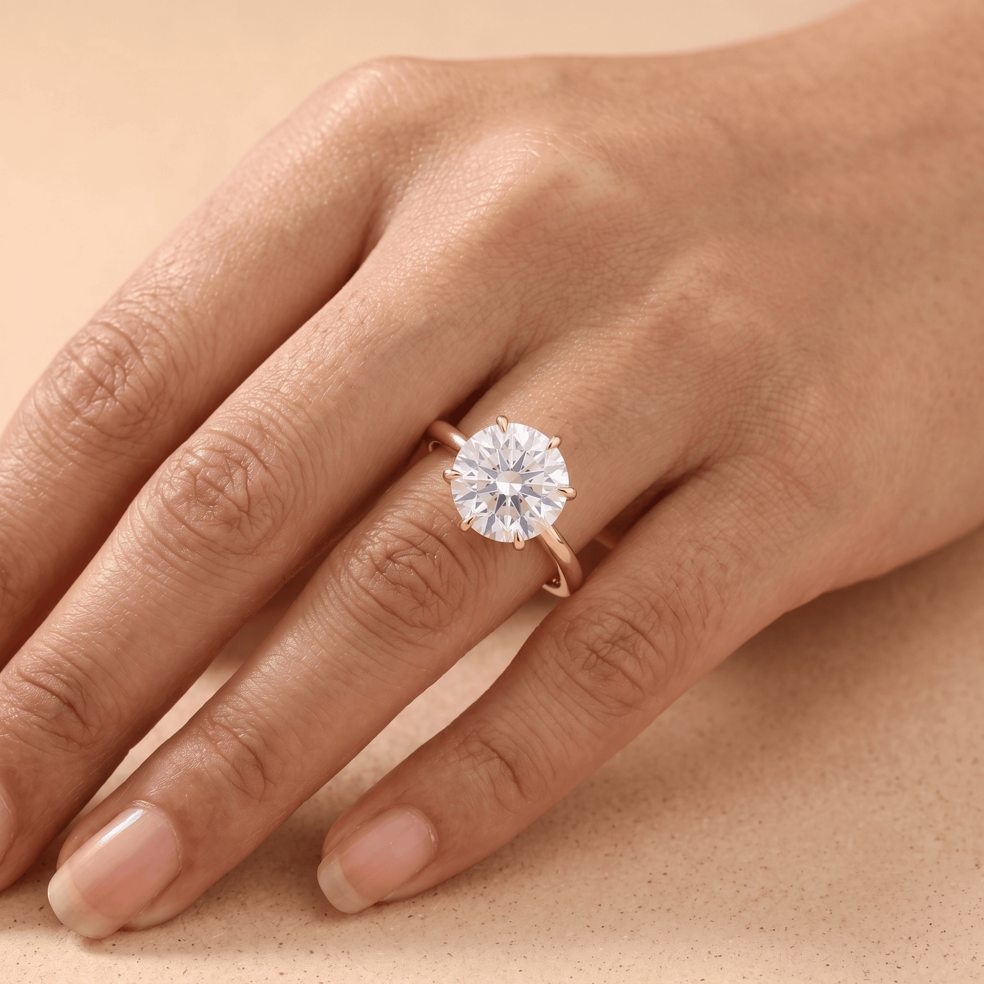 Six prong round diamond ring on white gold band