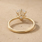 Round brilliant cut lab grown diamond ring top view