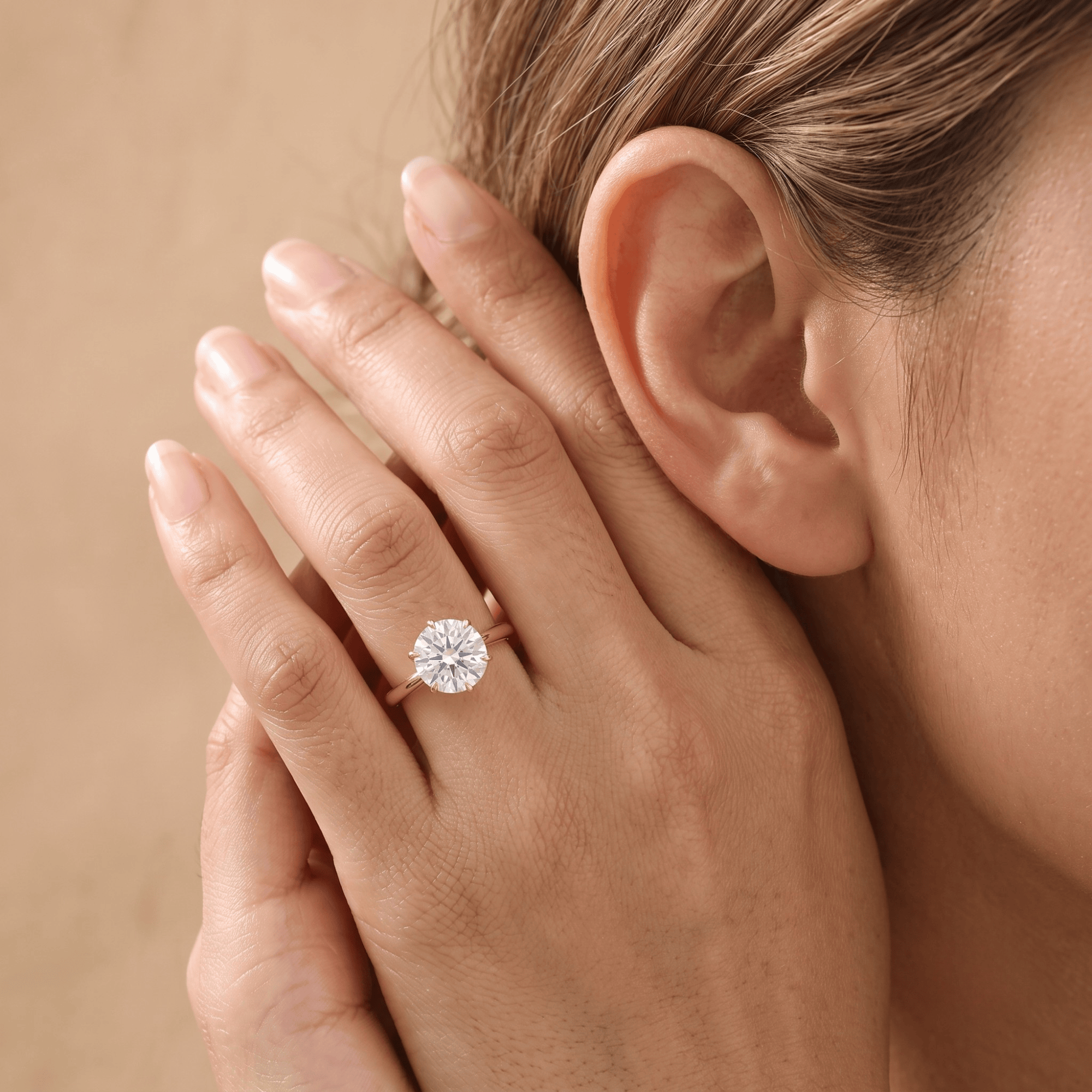 Six prong setting showcasing round lab grown diamond