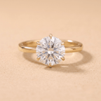 Round six prong lab grown diamond engagement ring front view