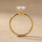 Round diamond promise ring close-up on prong detail