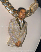 3D Enamel Rapper Men's VVS Moissanite Custom Fully Iced out Pendant - JBR Jeweler