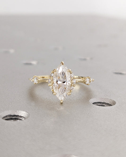 Vintage Style 3 CT Lab Grown Marquise Diamond Ring