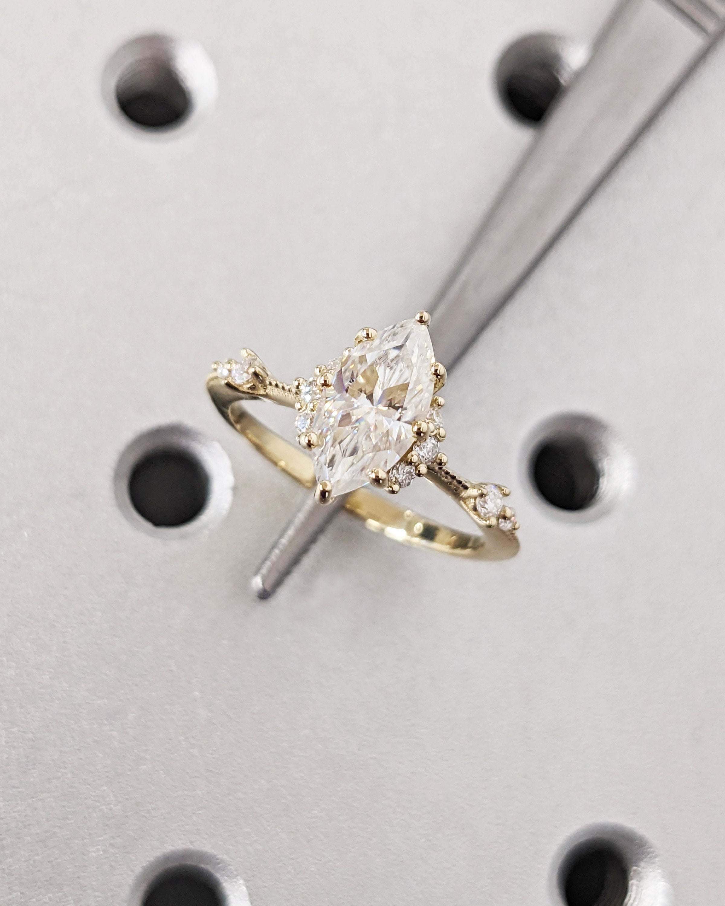 Art Deco Style 3 CT Lab Grown Marquise Diamond Ring