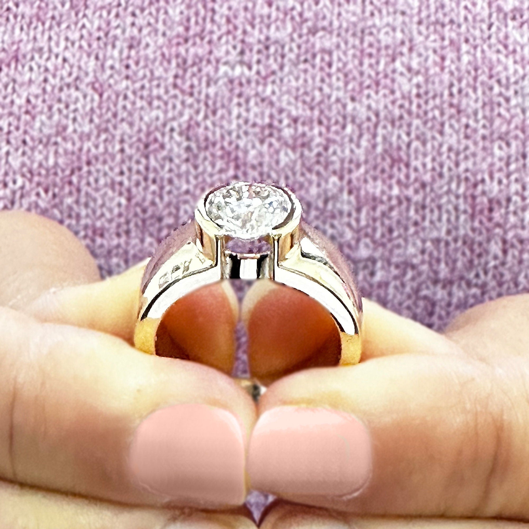 Semi-Bezel Set 3 CT Lab Diamond Ring for Modern Engagements