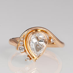 3 CT Pear Lab Diamond Ring with Twisting Vines in 14K Gold