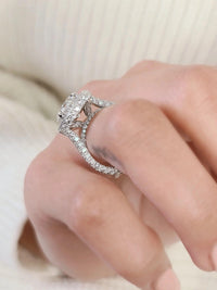 3CT Classic Round Cut Full Halo Moissanite Engagement Ring - JBR Jeweler