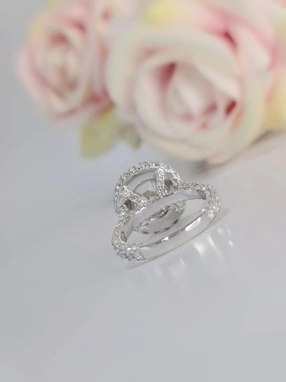 3CT Classic Round Cut Full Halo Moissanite Engagement Ring - JBR Jeweler